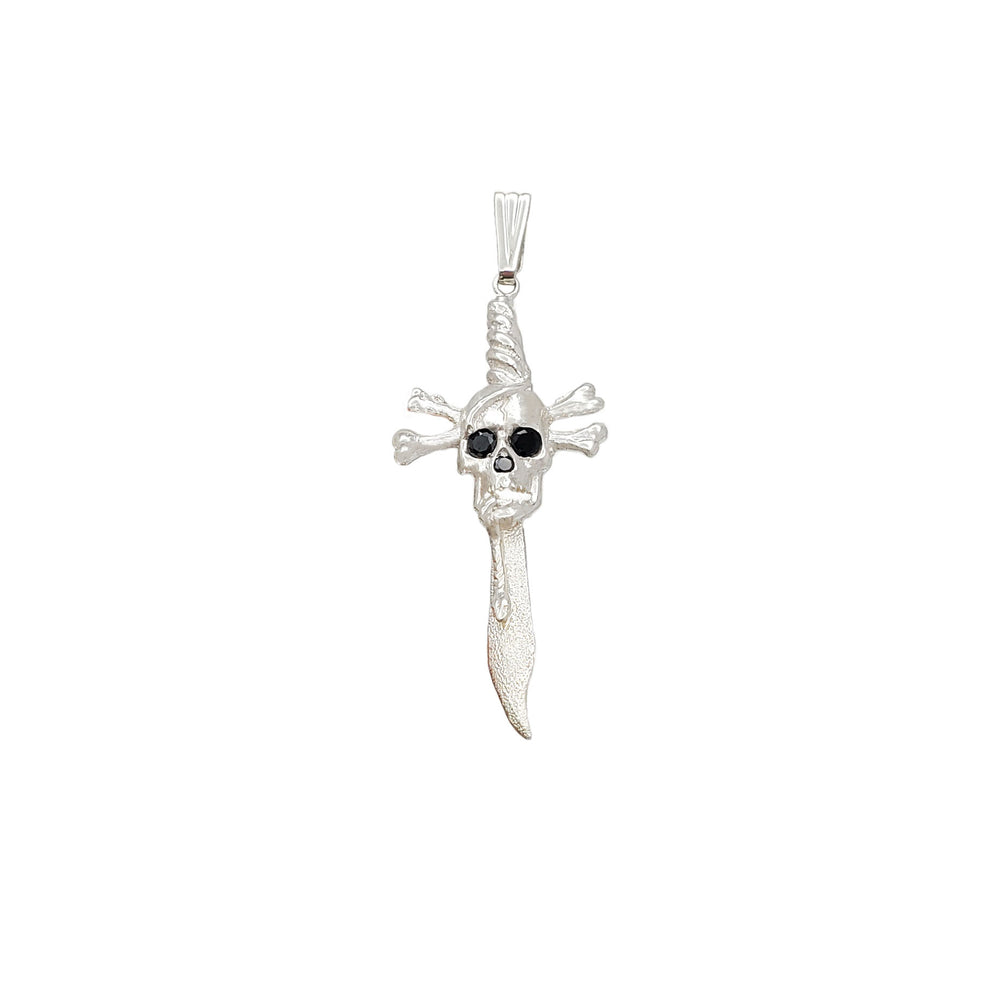 Skull and Bones Sword Pendant  (Silver)