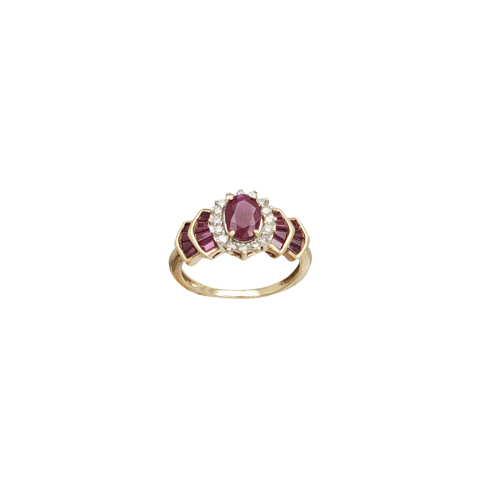 Halo Diamond & Ruby Ring (10K)