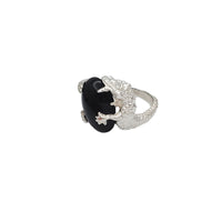 Purple Jade & Black Onyx Dragon Ring (Silver)