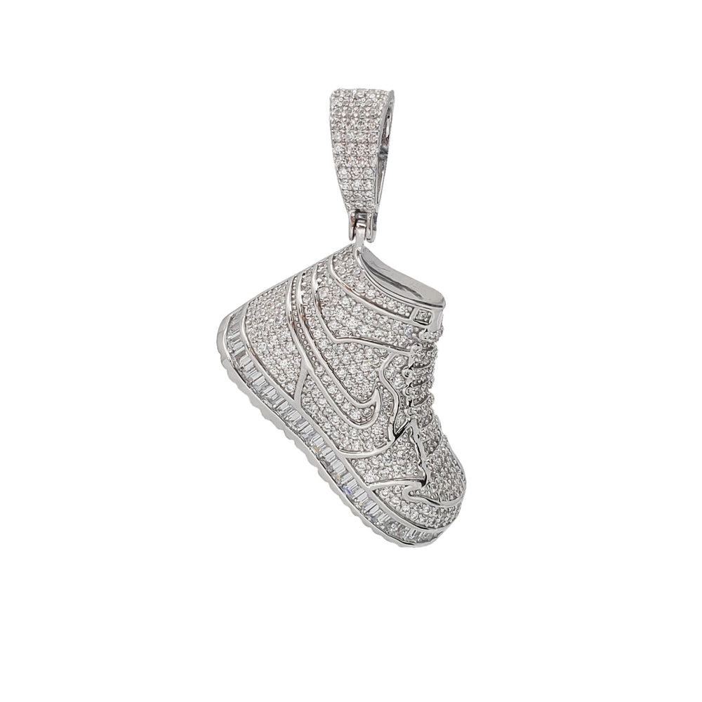 Zirconia Iced-Out Shoe Pendant (Silver)
