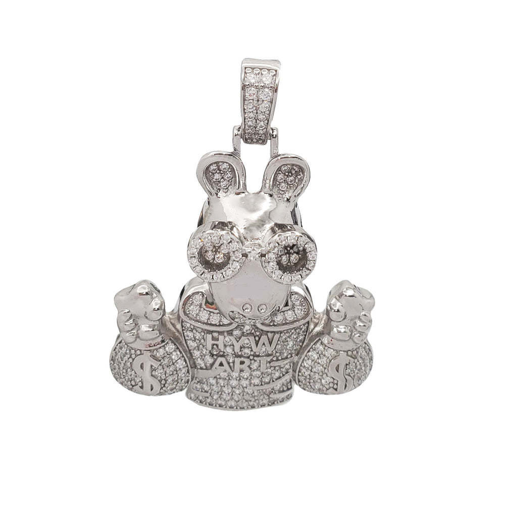 Zirconia Iced-Out Bunny With Money Bag (Silver)