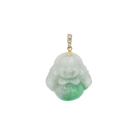 Diamond & Jade Laughing Buddha Pendant (14K)