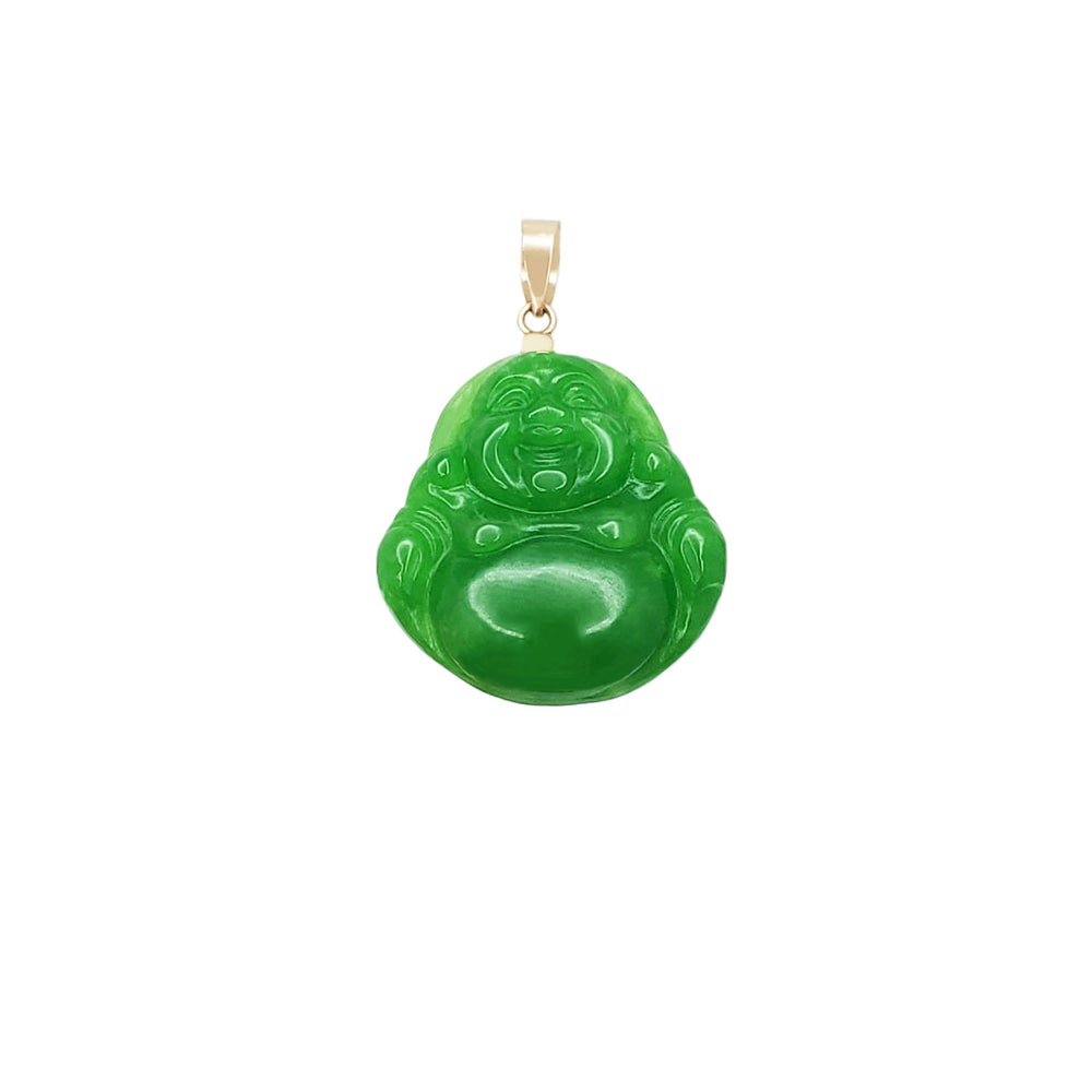 Laughing Buddha Jade Pendant (14K)