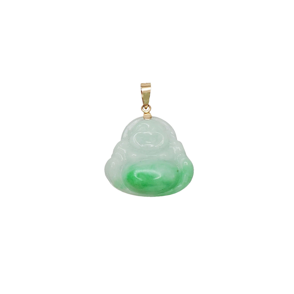 Laughing Buddha Jade Pendant (14K)
