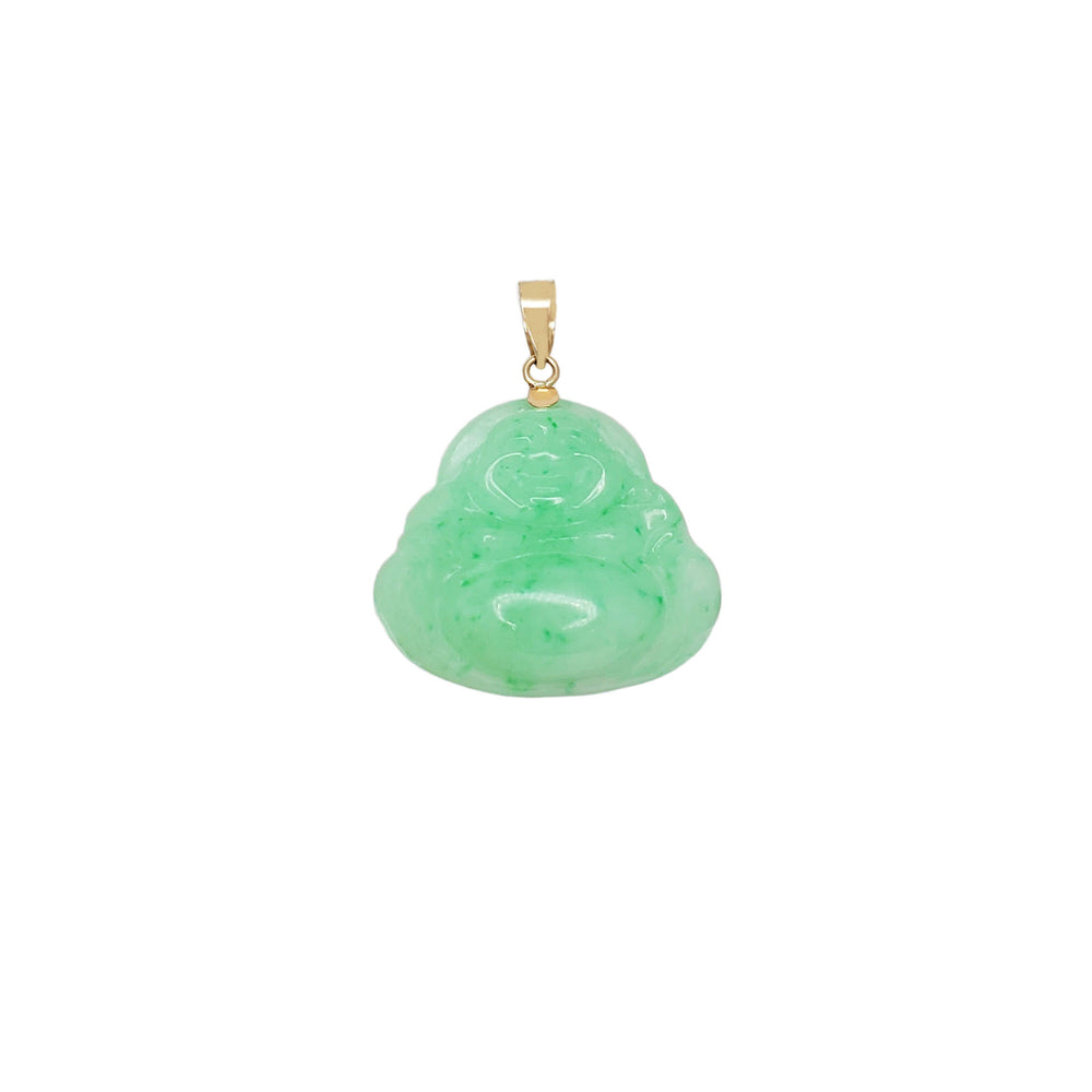 Laughing Buddha Jade Pendant (14K)