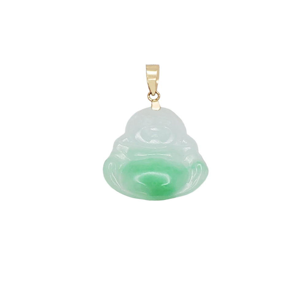 Laughing Buddha Jade Pendant (14K)