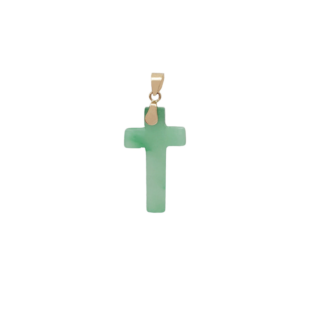Cross Green Jade Pendant (14K)