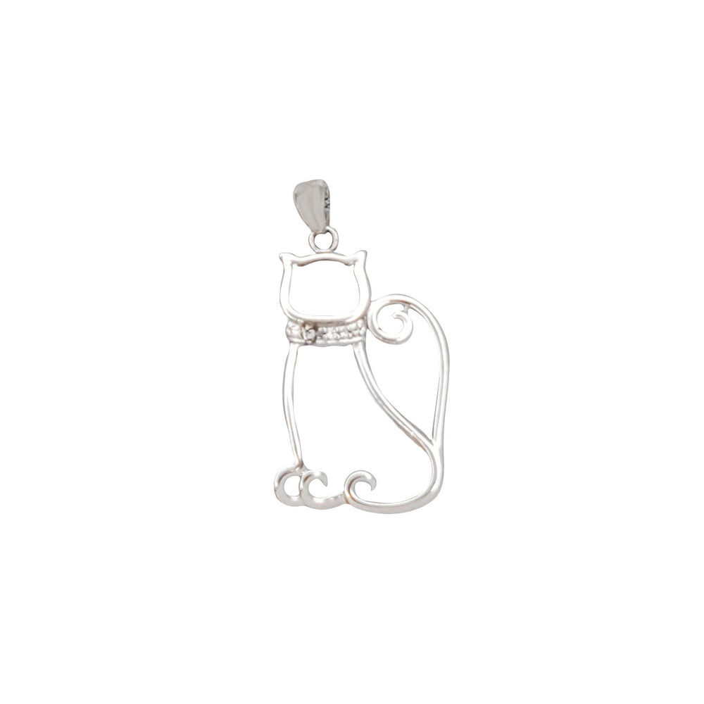 Vined Cat Cut-Out Pendant (Silver)