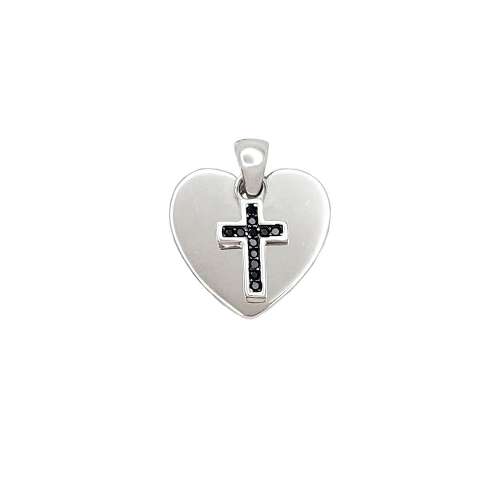 Cross With Heart Pendant (SILVER)