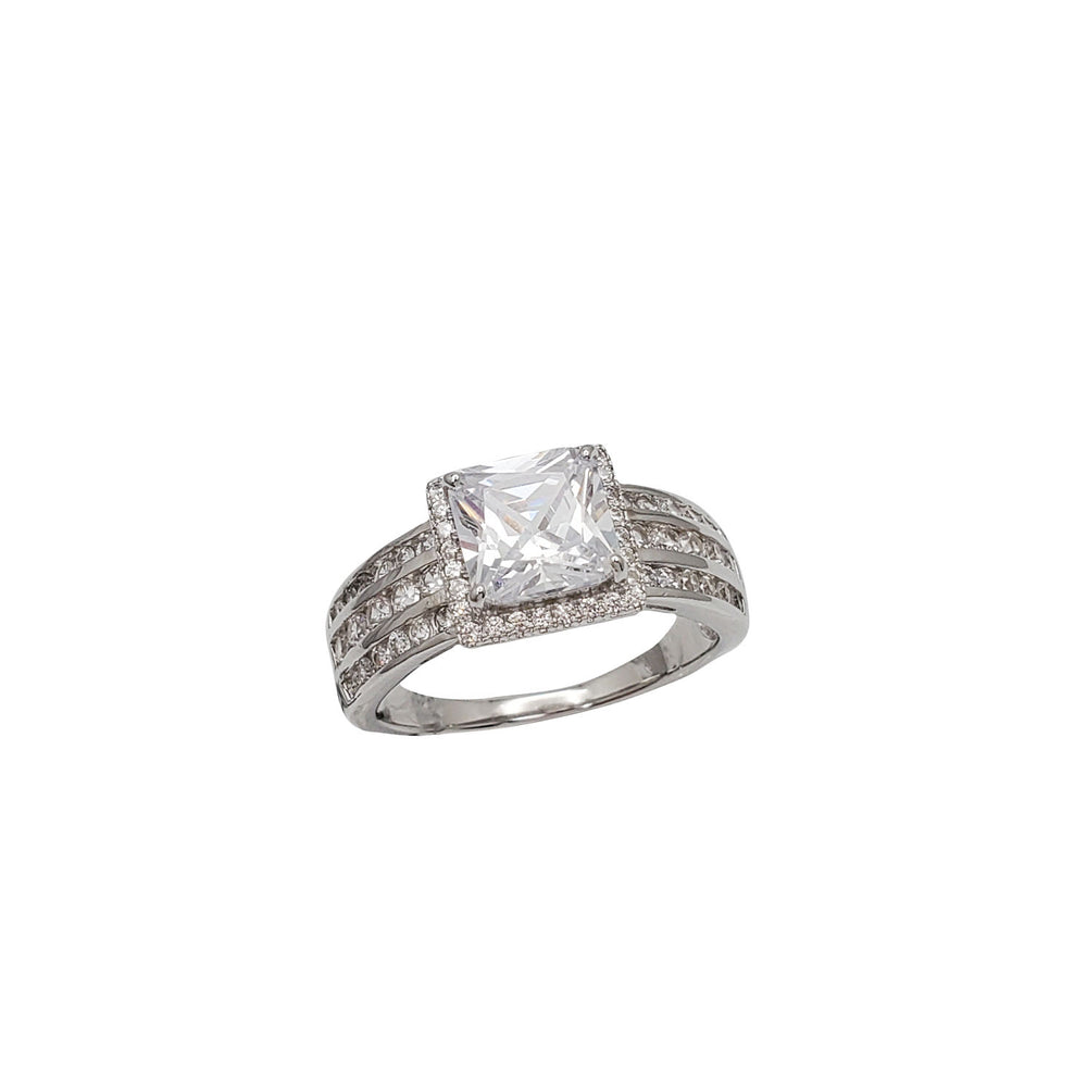 Zirconia Princess Cut Engagement Ring (Silver)