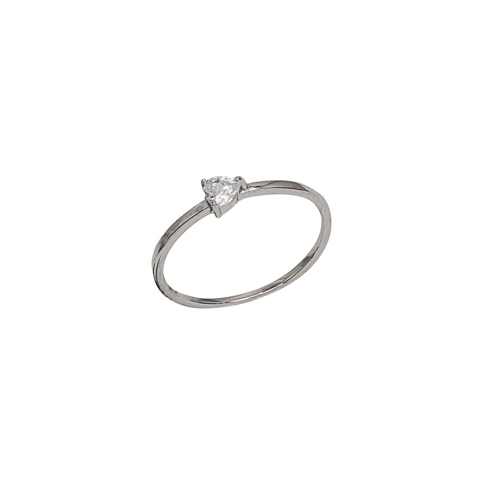 Zirconia Heart Stone Plain Ring (Silver)