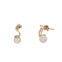 Diamond Pearl Dangling Earrings (18K)