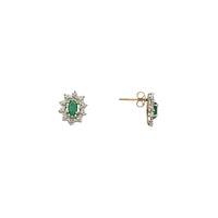 Oval Emerald Diamond Halo Stud Earrings (10K)