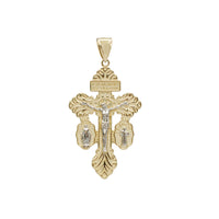 Two-Tone Virgin Mary, Saint Benedict Cross Pendant (14K)