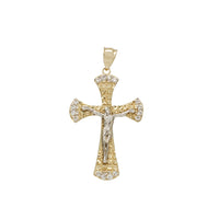 Two-Tone Nuggets Crucifix CZ Pendant (14K)