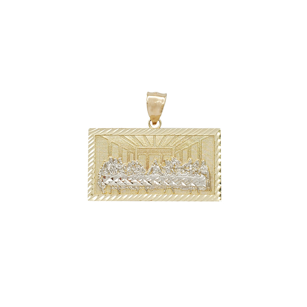 Two-Tone Rectangular Shape Last Supper Pendant (14K)