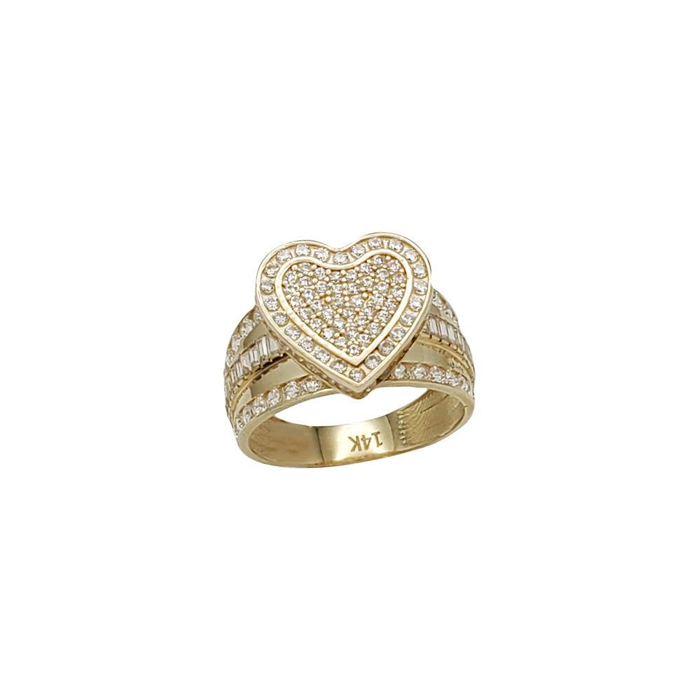 Iced-Out Zirconia Heart Ring (14K)