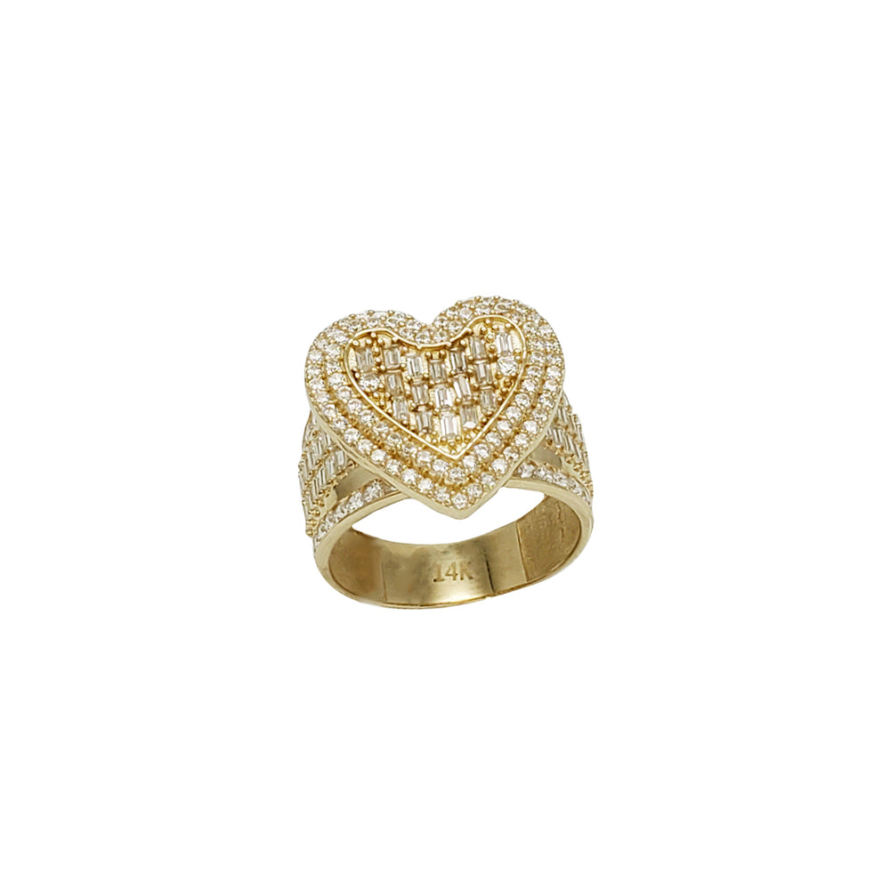 Iced-Out Zirconia Heart Ring (14K)