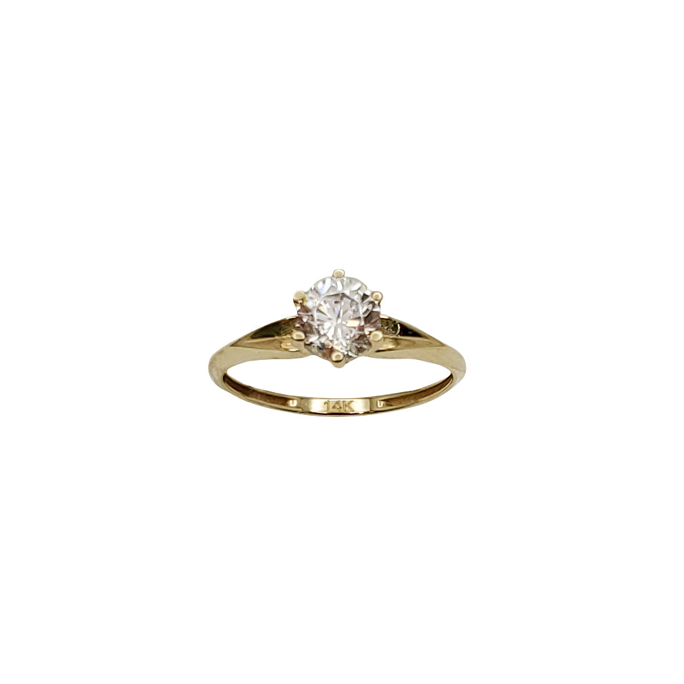 Zirconia Solitaire 6 Prog Setting Engagement Ring (14K)