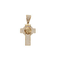 Iced-Out Jesus Head Cross Pendant (14K)