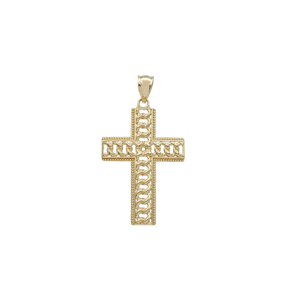 Cuban Link Style Cross Pendant (14K)
