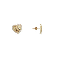 Zirconia Diamond-Cut Heart Shaped Nugget Stud Earrings (14K)