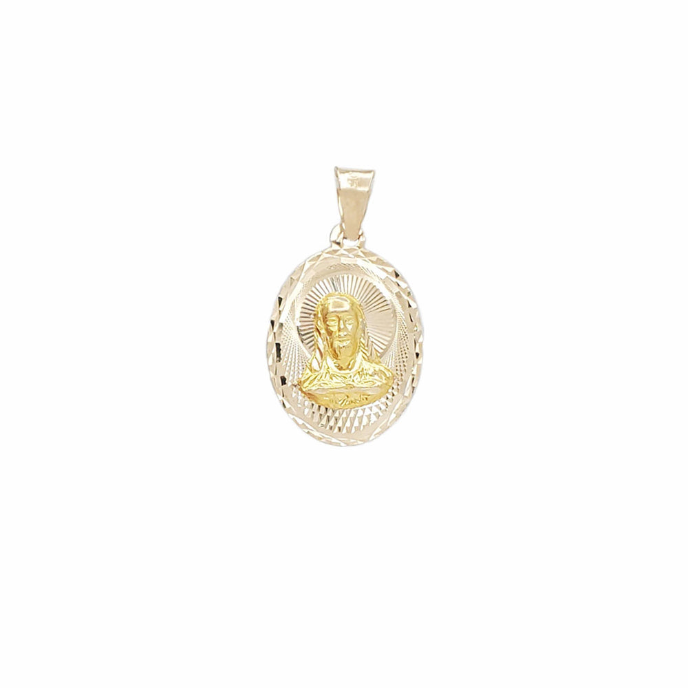 Double-Side Jesus & Guadalupe Oval Pendant (14K)