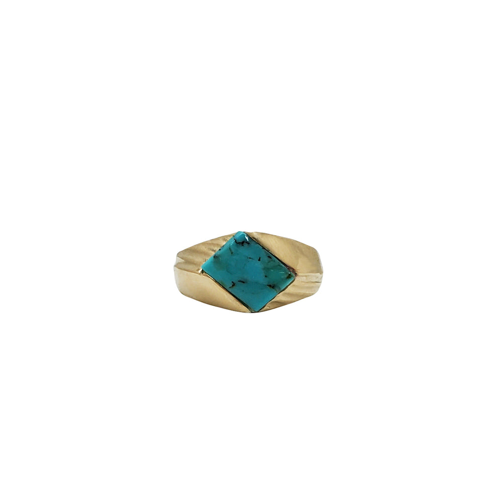 Turquoise Textured Baby-Sized/ Pinky Ring (14K)