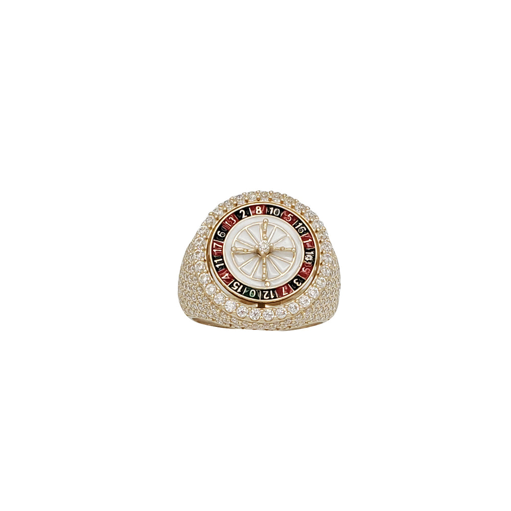 Iced-Out Enamel Roulette Ring (14K)