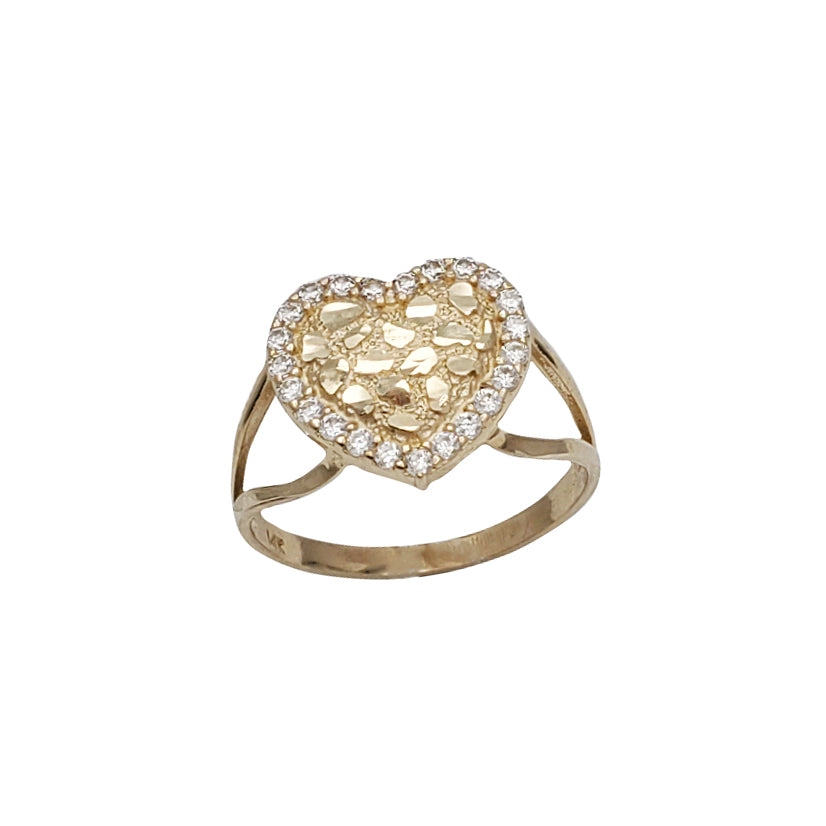 Zirconia Nugget Heart Ring (14K)