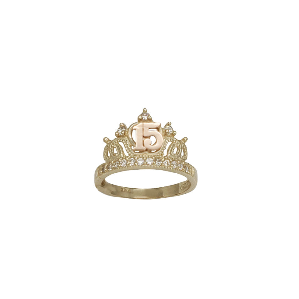 15 Years Birthday Crown-Tiara Ring (14K)