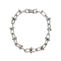 Solid Beaded Paperclip Bracelet (Silver)