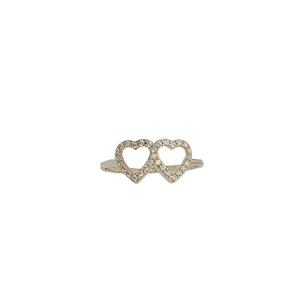 Heart Outline With  Cubic Zirconia Ring (14K)