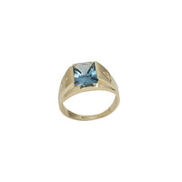 Blue Zirconia Emerald Cut Men Ring (14K)
