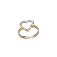 Zirconia Heart Outline Cuban Ring (14K)
