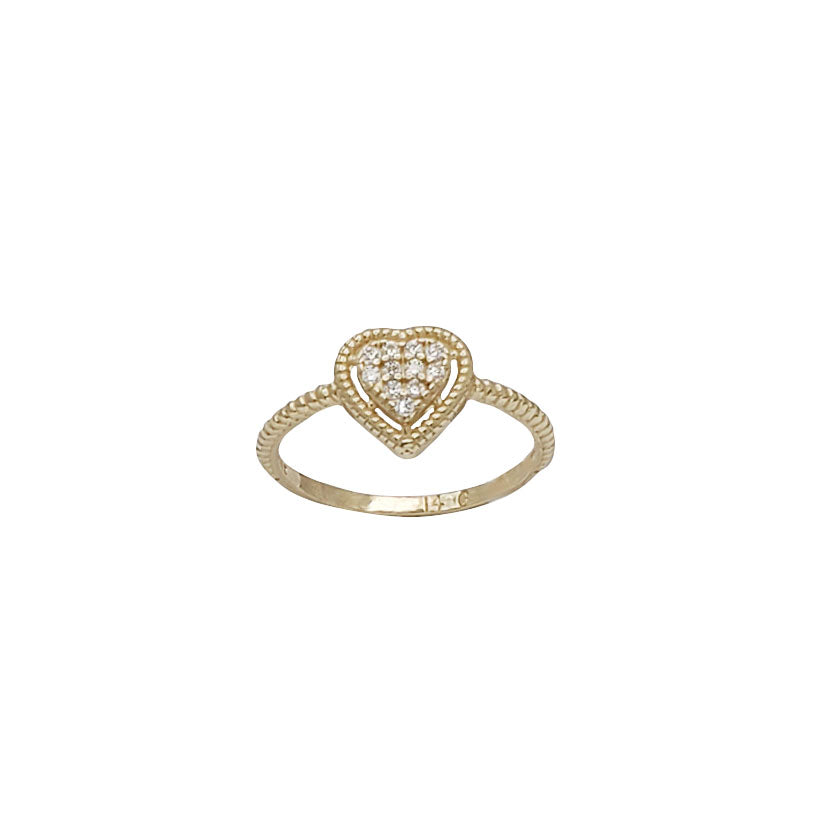 Zirconia Heart Textured  Ring (14K)