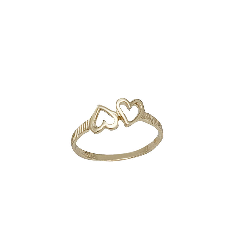 Double Outlined Hearts Ring (14K)