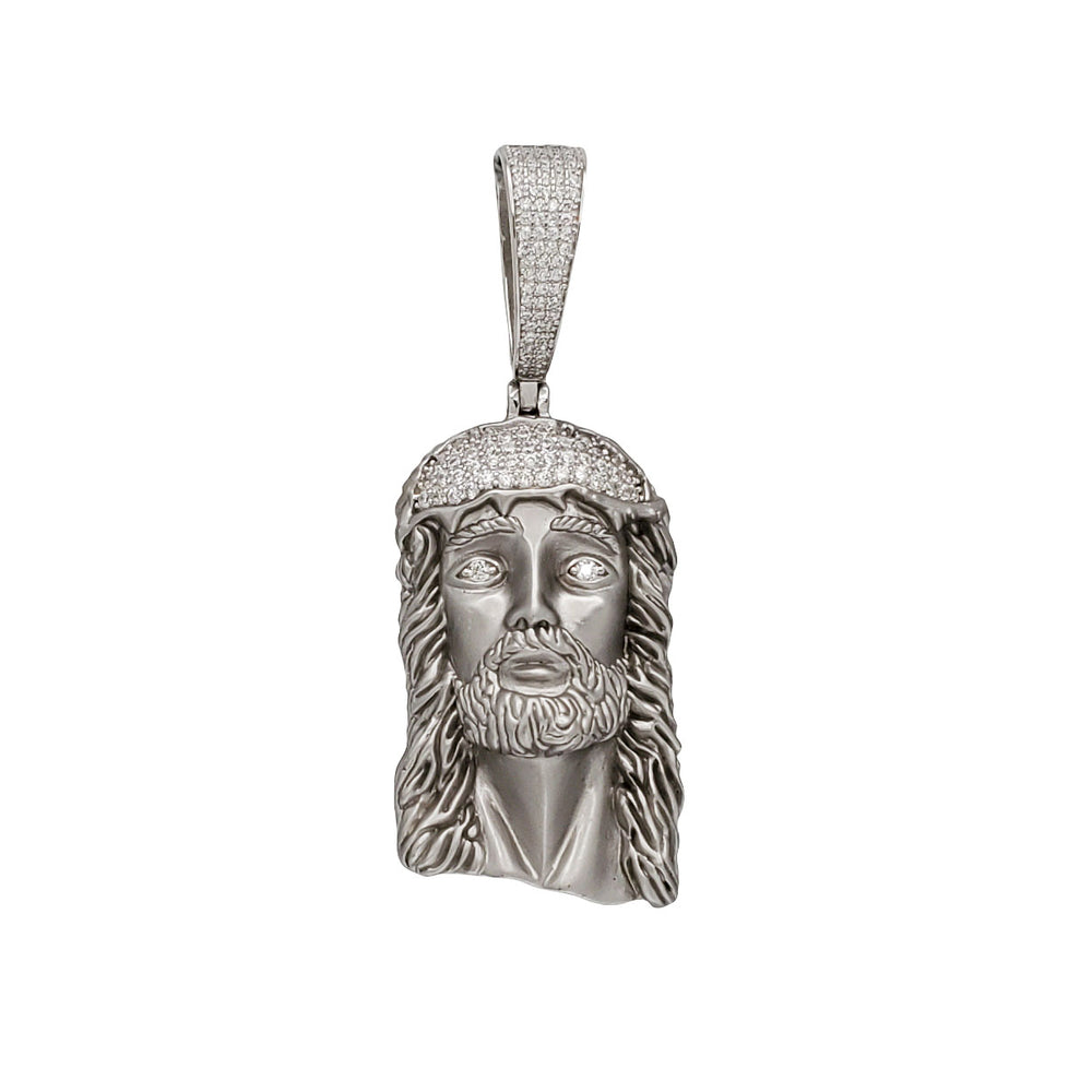 Zirconia Jesus Head Pendant (Silver)