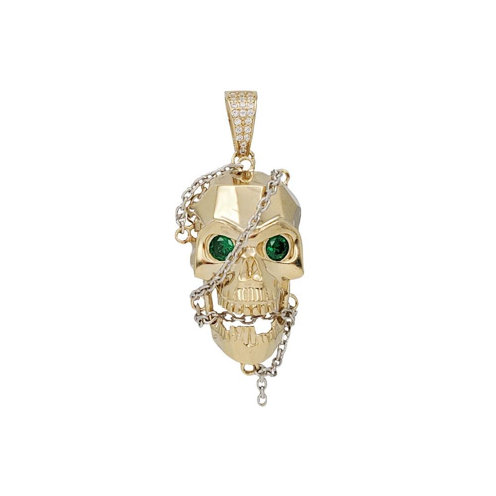 Green Eyes Skull Pendant (14K)