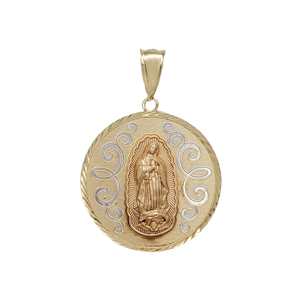 Tricolor Double Sides Jesus/Guadalupe Pendant (14K)