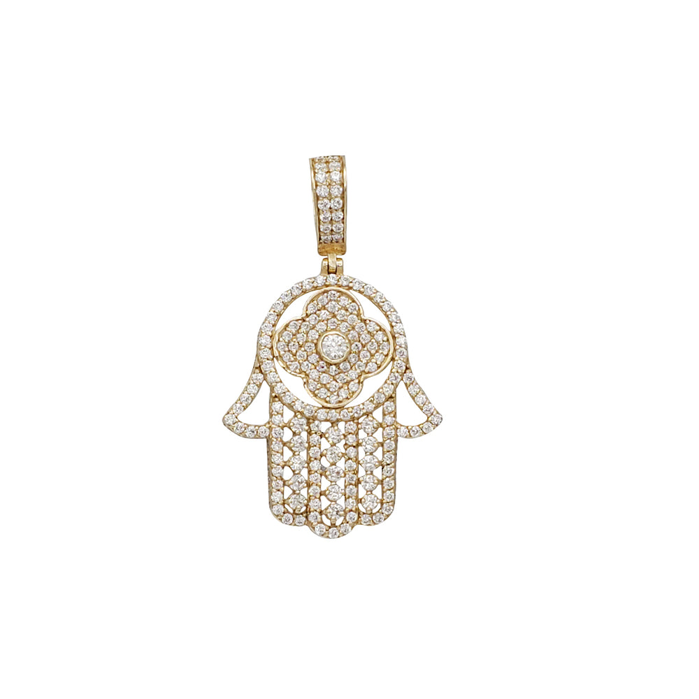 Iced Out Hamsa Pendant (14K)