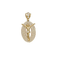 Iced Out Jesus Christ Open Hand Oval Pendant (14K)