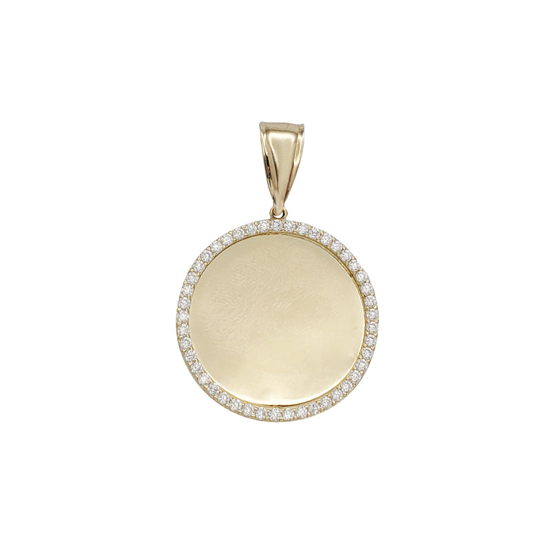 Zirconia Round Picture Medallion Pendant (14K)