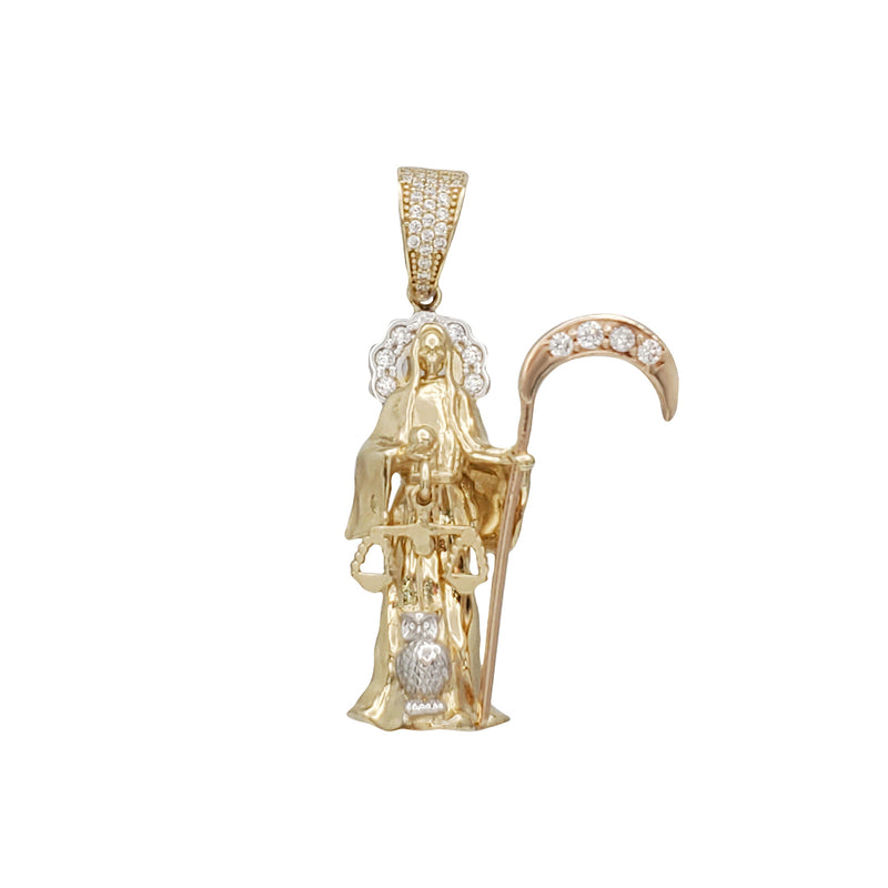 Zirconia Santa Muerte/Grim Reaper Pendant (14K)