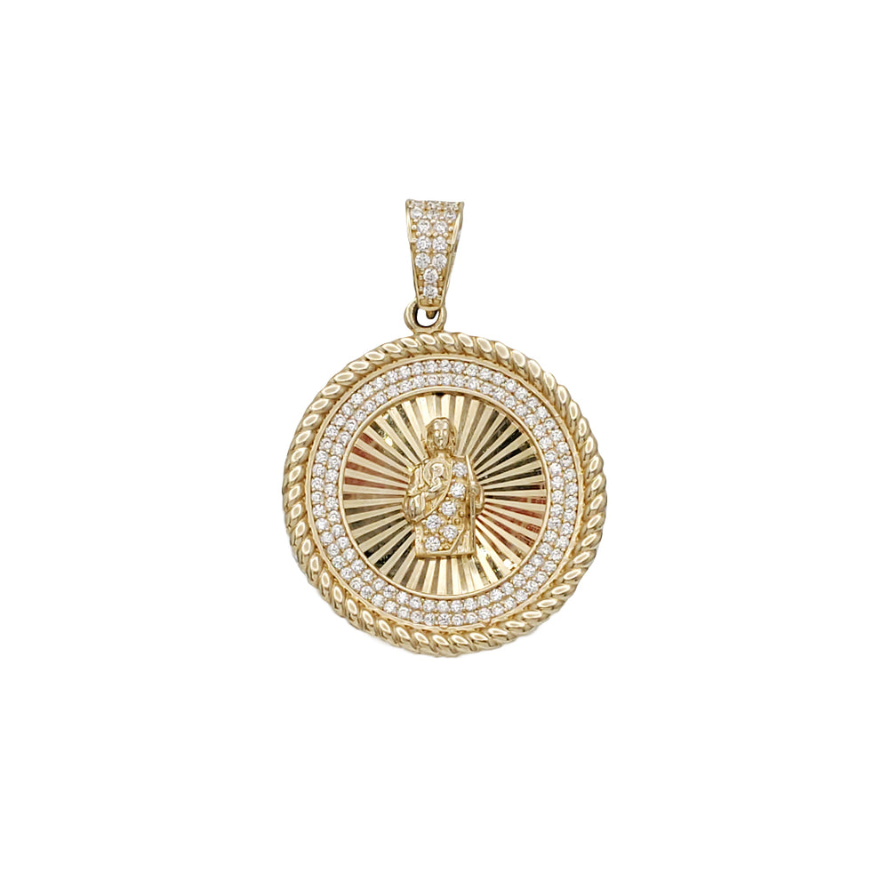 Zirconia Diamond Cut Saint Jude Pendant (14K)