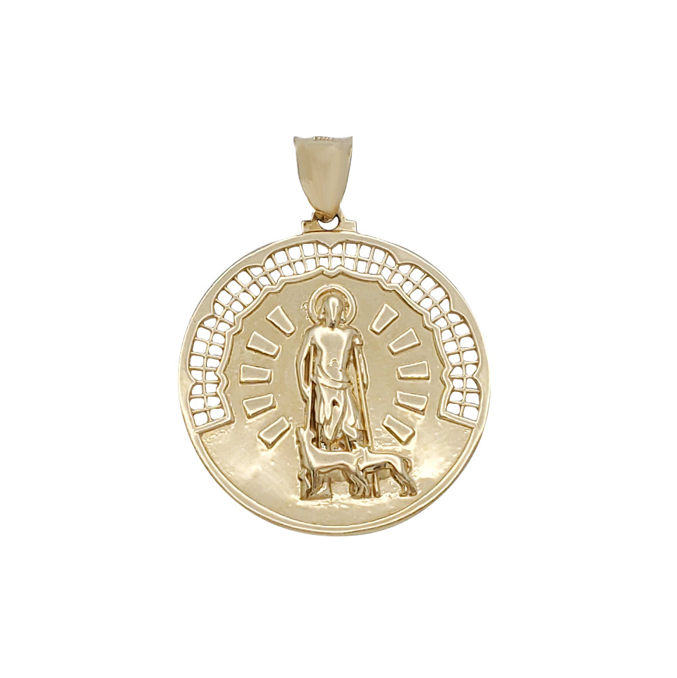 Saint Lazarus Round Medallion Pendant (14K)