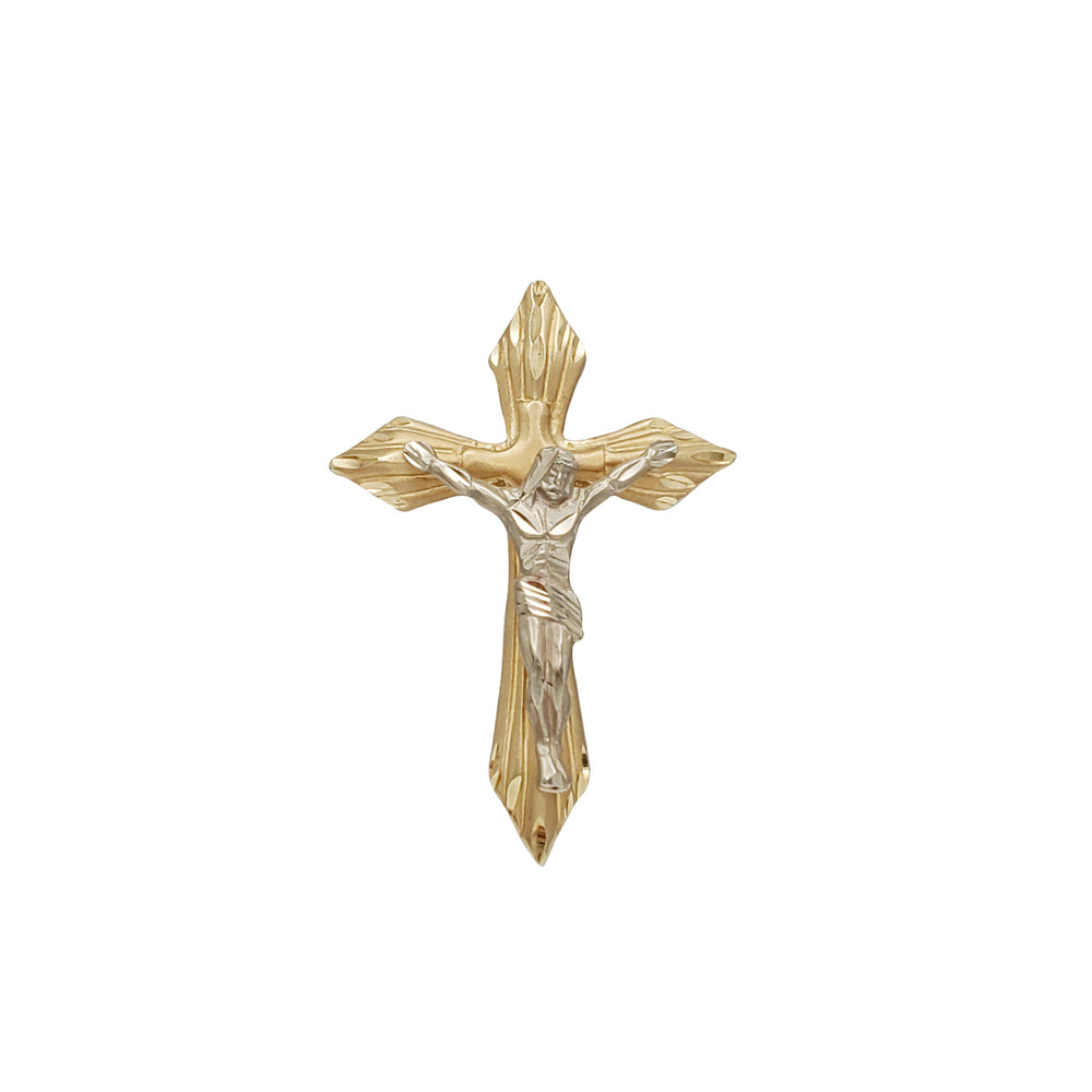 Two Tone Crucifix Cross Pendant (14K)