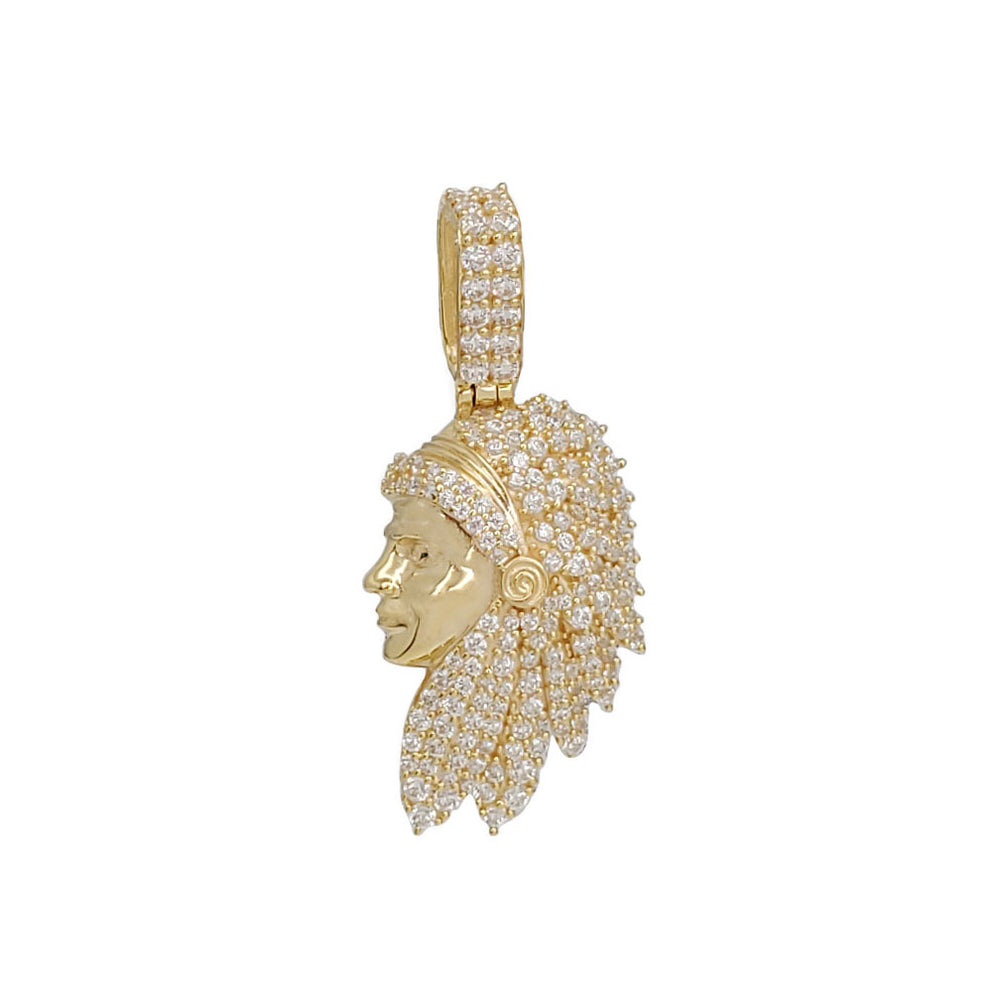 Indian Head CZ Pendant (14K)