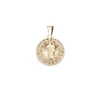 Zirconia Channel-Set Saint Jude Round Pendant (14K)