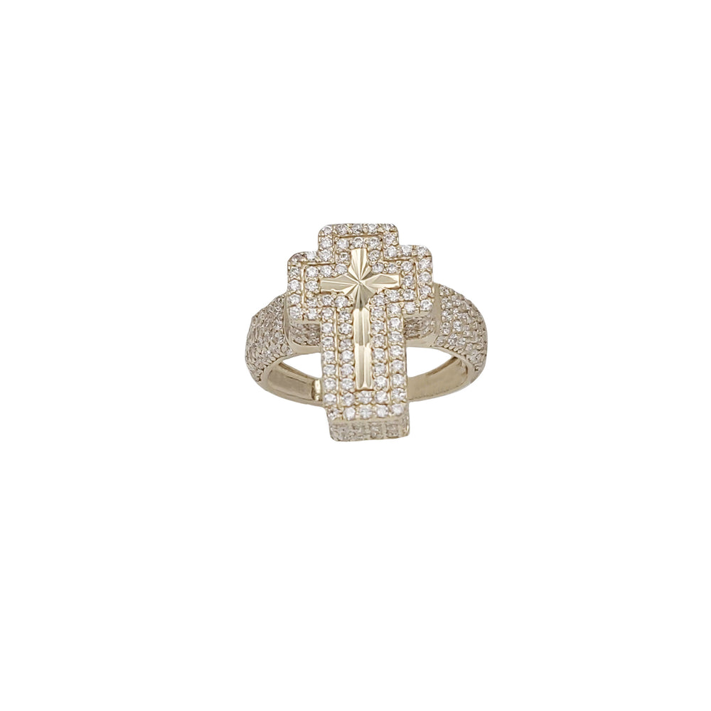 Iced-Out Cross CZ Ring (14K)